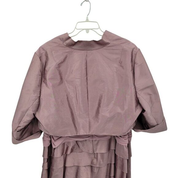 Adrianna Papell Plus Sz 22W Mauve Pink Tiered Ruffle Layered Cocktail Dress 2pc - Picture 11 of 13